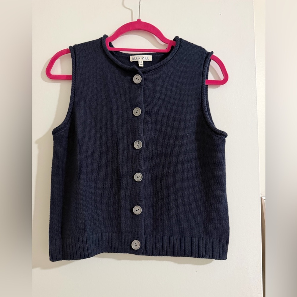 Alex Mill Navy Button-Front Knit Vest